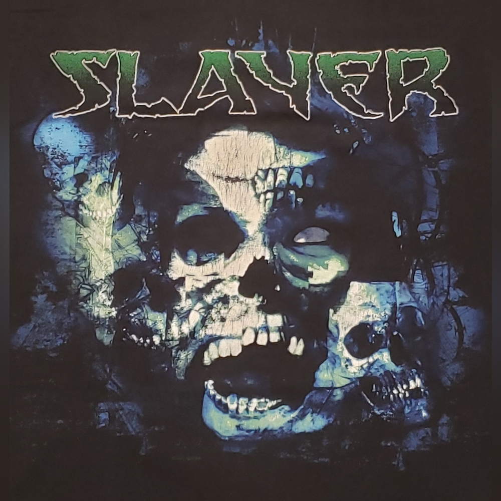 Vtg 2000 Slayer Rare Y2K Green Teeth Skull T-Shirt Size (XL) Tee